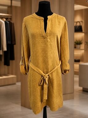 Zoey & Leelo Mustard Ruffled Bottom Women's Dress Size L